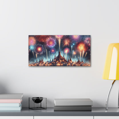 Canvas Wraps - Colorful Fireworks Display Wall Art