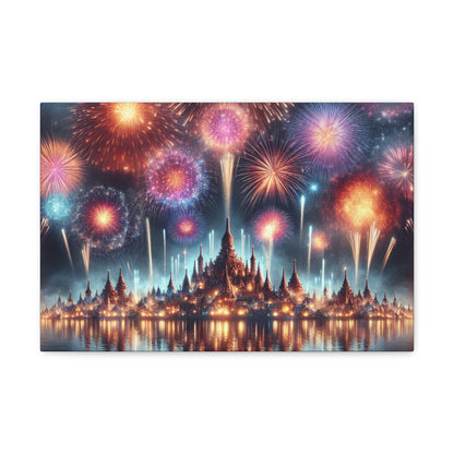 Canvas Wraps - Colorful Fireworks Display Wall Art