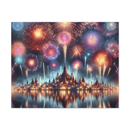 Canvas Wraps - Colorful Fireworks Display Wall Art