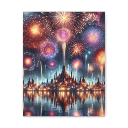 Canvas Wraps - Colorful Fireworks Display Wall Art