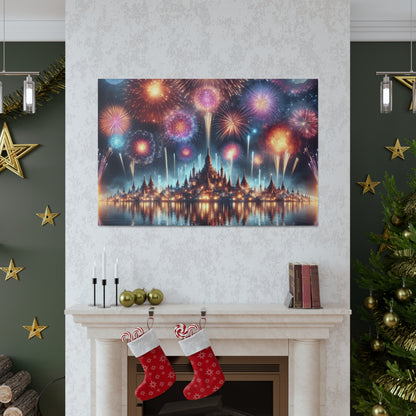 Canvas Wraps - Colorful Fireworks Display Wall Art