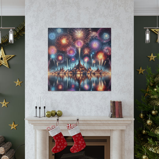 Canvas Wraps - Colorful Fireworks Display Wall Art