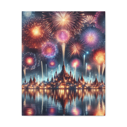 Canvas Wraps - Colorful Fireworks Display Wall Art