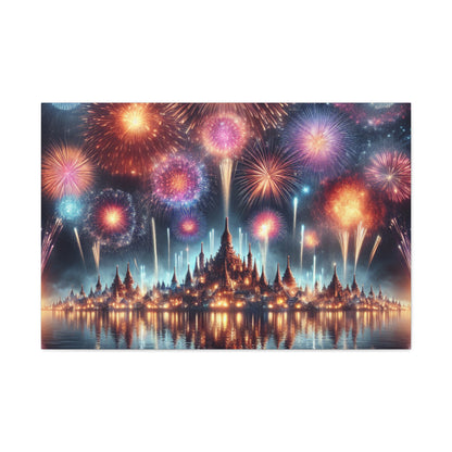 Canvas Wraps - Colorful Fireworks Display Wall Art