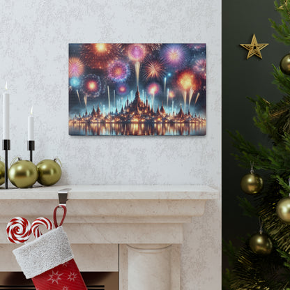 Canvas Wraps - Colorful Fireworks Display Wall Art