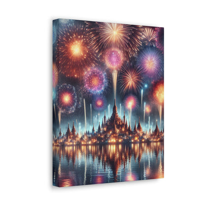 Canvas Wraps - Colorful Fireworks Display Wall Art