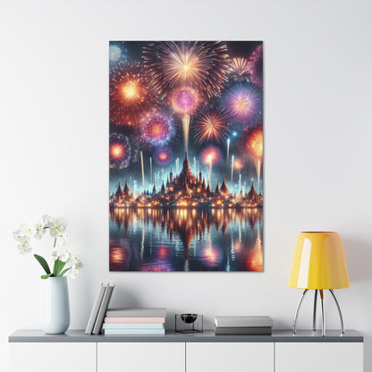 Canvas Wraps - Colorful Fireworks Display Wall Art