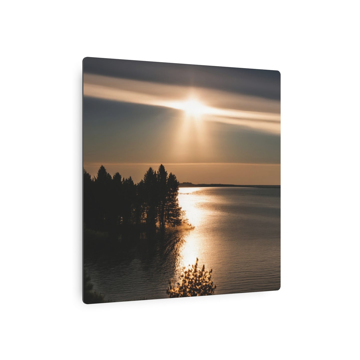 Metal Art Sign - Sunset Over Water