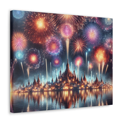 Canvas Wraps - Colorful Fireworks Display Wall Art