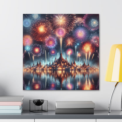 Canvas Wraps - Colorful Fireworks Display Wall Art