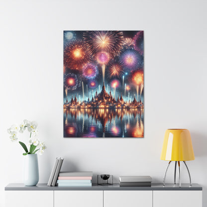 Canvas Wraps - Colorful Fireworks Display Wall Art