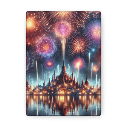 Canvas Wraps - Colorful Fireworks Display Wall Art