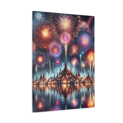 Canvas Wraps - Colorful Fireworks Display Wall Art