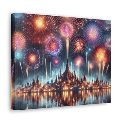 Canvas Wraps - Colorful Fireworks Display Wall Art