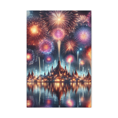 Canvas Wraps - Colorful Fireworks Display Wall Art