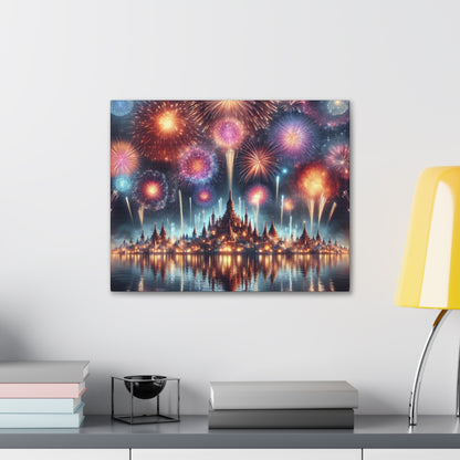 Canvas Wraps - Colorful Fireworks Display Wall Art