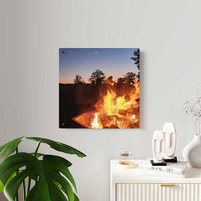 Autumn Fireside Night Acrylic Wall Art Panel