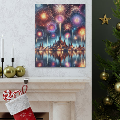 Canvas Wraps - Colorful Fireworks Display Wall Art