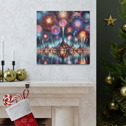 Canvas Wraps - Colorful Fireworks Display Wall Art