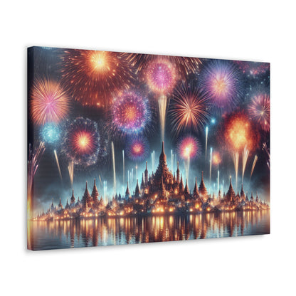 Canvas Wraps - Colorful Fireworks Display Wall Art