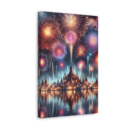 Canvas Wraps - Colorful Fireworks Display Wall Art