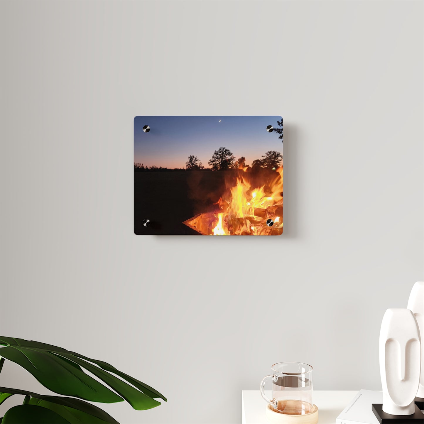 Autumn Fireside Night Acrylic Wall Art Panel