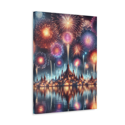 Canvas Wraps - Colorful Fireworks Display Wall Art