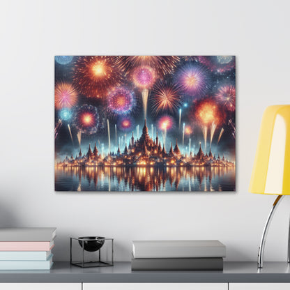 Canvas Wraps - Colorful Fireworks Display Wall Art