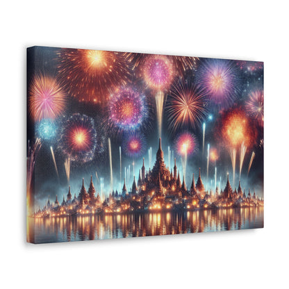 Canvas Wraps - Colorful Fireworks Display Wall Art