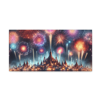 Canvas Wraps - Colorful Fireworks Display Wall Art