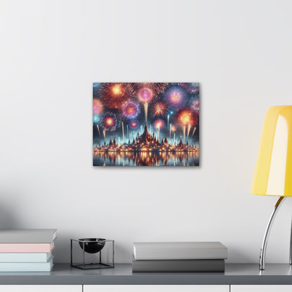 Canvas Wraps - Colorful Fireworks Display Wall Art