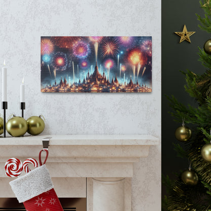 Canvas Wraps - Colorful Fireworks Display Wall Art