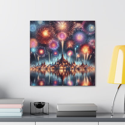 Canvas Wraps - Colorful Fireworks Display Wall Art