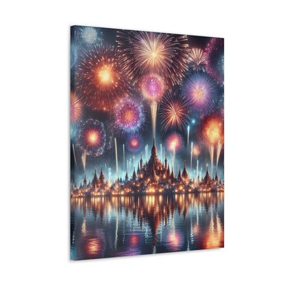 Canvas Wraps - Colorful Fireworks Display Wall Art