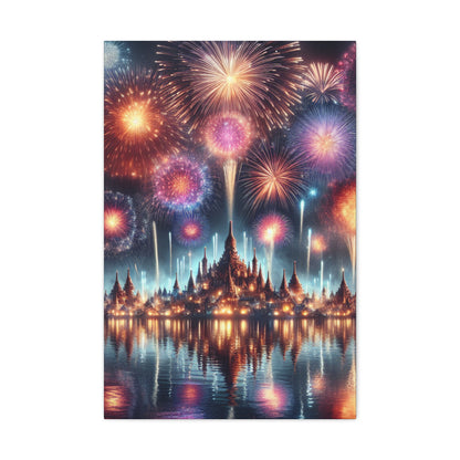 Canvas Wraps - Colorful Fireworks Display Wall Art