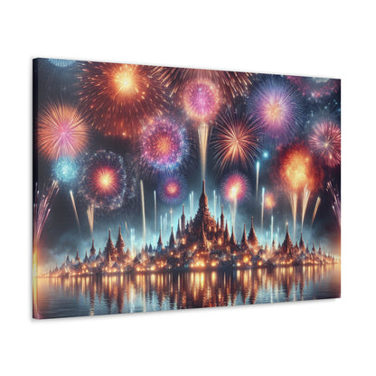 Canvas Wraps - Colorful Fireworks Display Wall Art