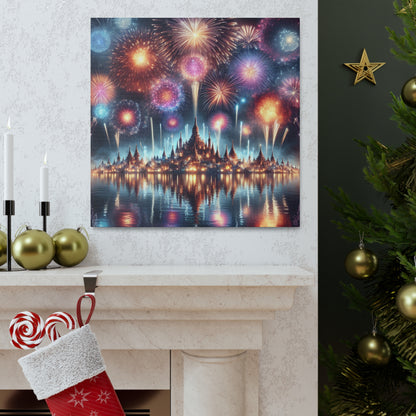 Canvas Wraps - Colorful Fireworks Display Wall Art