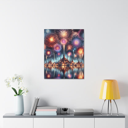 Canvas Wraps - Colorful Fireworks Display Wall Art