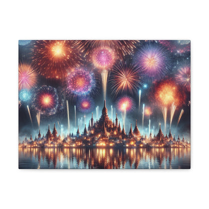 Canvas Wraps - Colorful Fireworks Display Wall Art