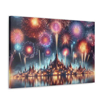 Canvas Wraps - Colorful Fireworks Display Wall Art