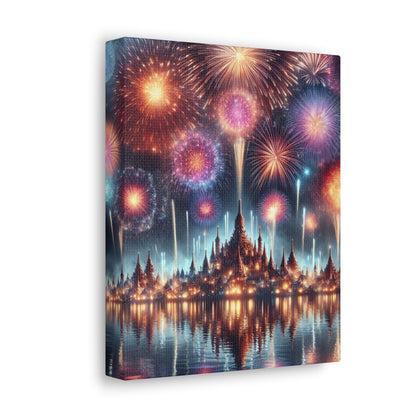 Canvas Wraps - Colorful Fireworks Display Wall Art