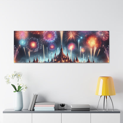 Canvas Wraps - Colorful Fireworks Display Wall Art