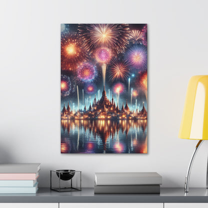 Canvas Wraps - Colorful Fireworks Display Wall Art