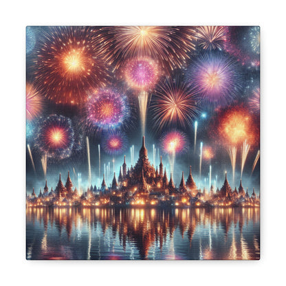 Canvas Wraps - Colorful Fireworks Display Wall Art