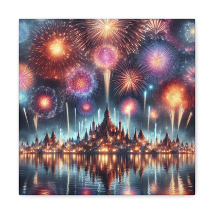 Canvas Wraps - Colorful Fireworks Display Wall Art