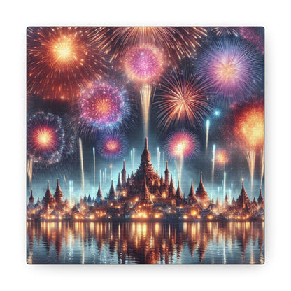 Canvas Wraps - Colorful Fireworks Display Wall Art