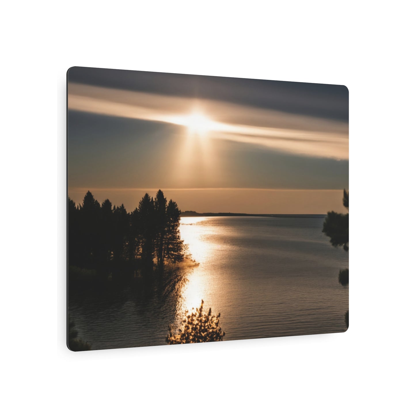 Metal Art Sign - Sunset Over Water