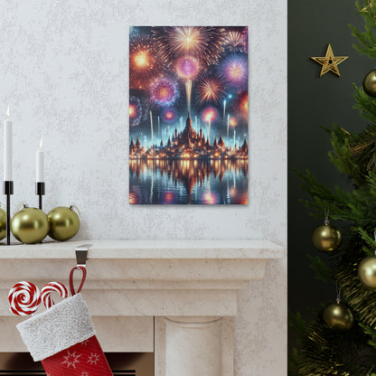 Canvas Wraps - Colorful Fireworks Display Wall Art