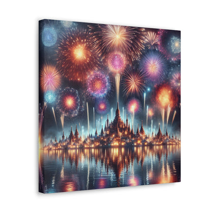 Canvas Wraps - Colorful Fireworks Display Wall Art