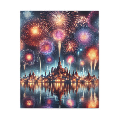 Canvas Wraps - Colorful Fireworks Display Wall Art